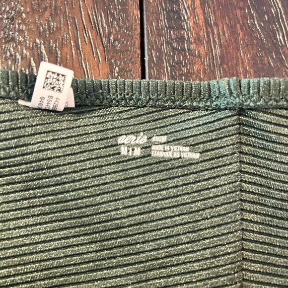 Aerie Olive Green Shine Ribbed Bikini- Triangle Top and Cheeky Bottoms - Picture 12 of 14